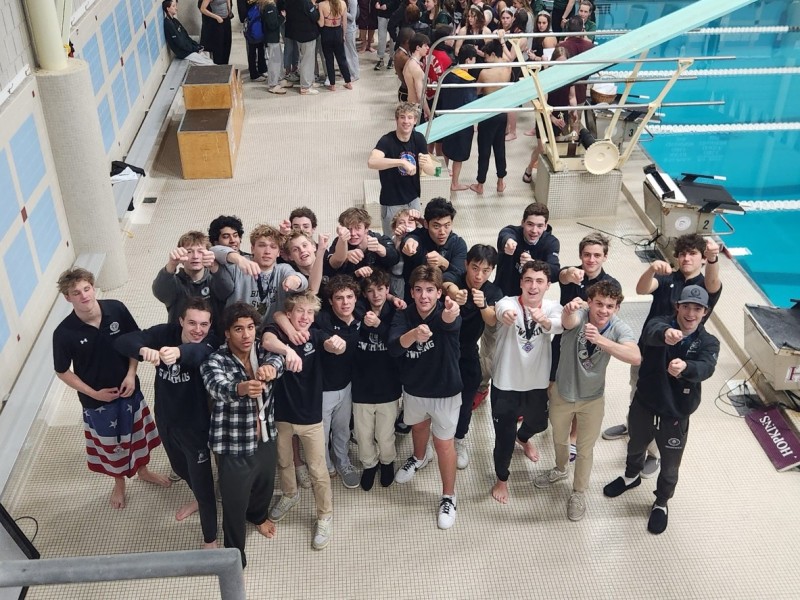 Brunswick School swimming/diving team captures team title at FAA Championships, behind seven first-place finishes; Greenwich Country Day also competes at championship meet, held at Hopkins